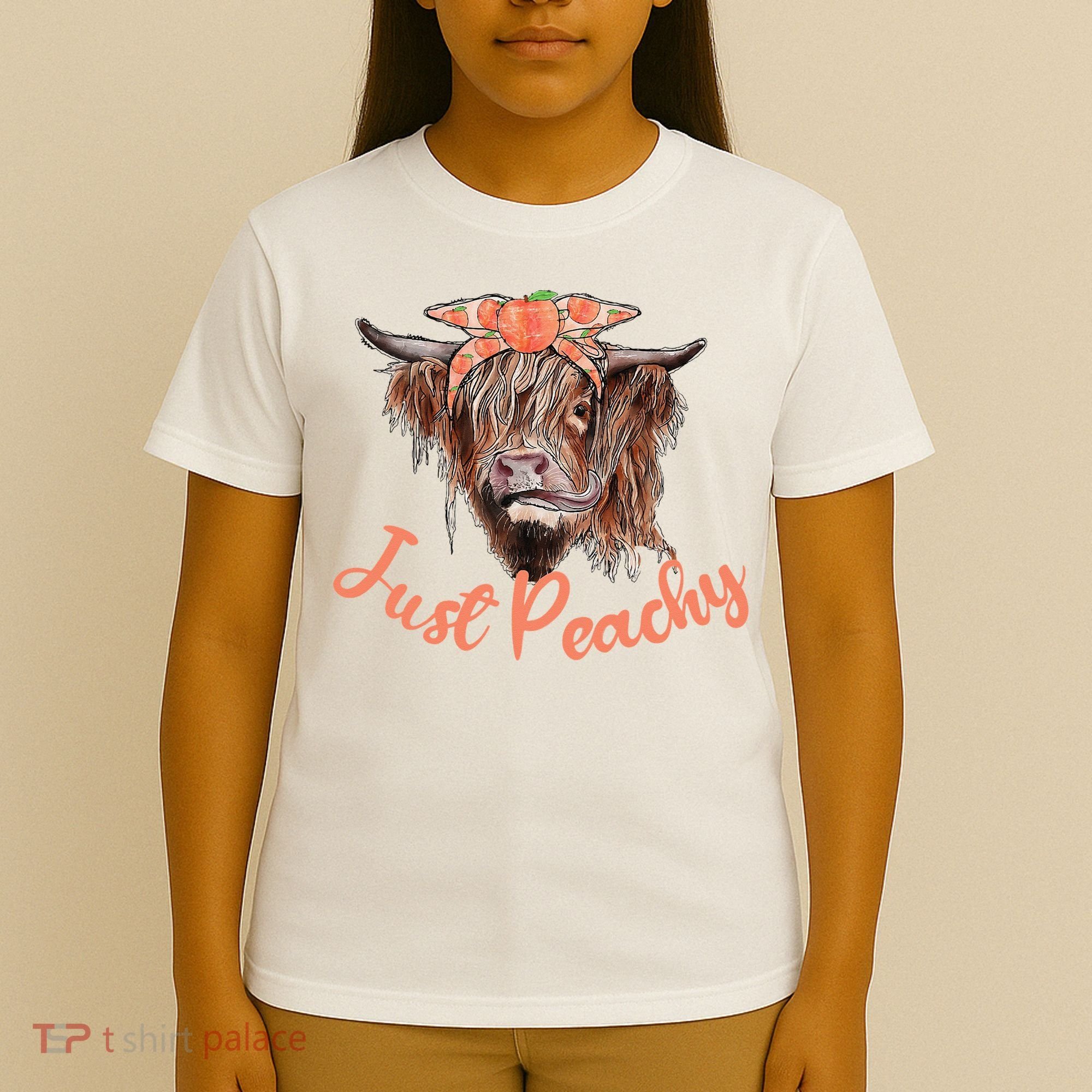 Highland Cow Bandana Just Peachy Western Country Peach Lover T-Shirt