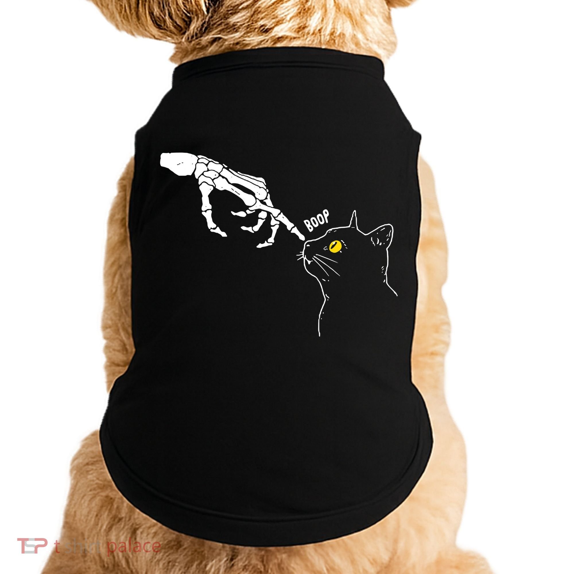 Halloween Cat Black Lover Skeleton Hand Boop Doggie Tank