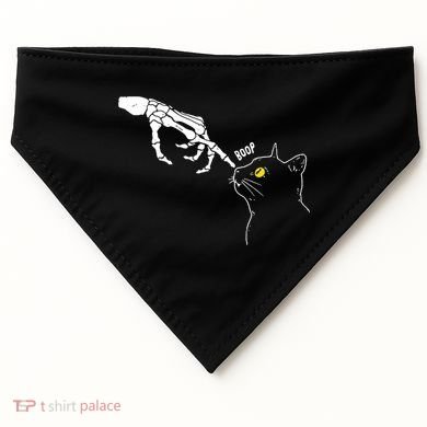 Halloween Cat Black Lover Skeleton Hand Boop USA-Made Doggie Bandana