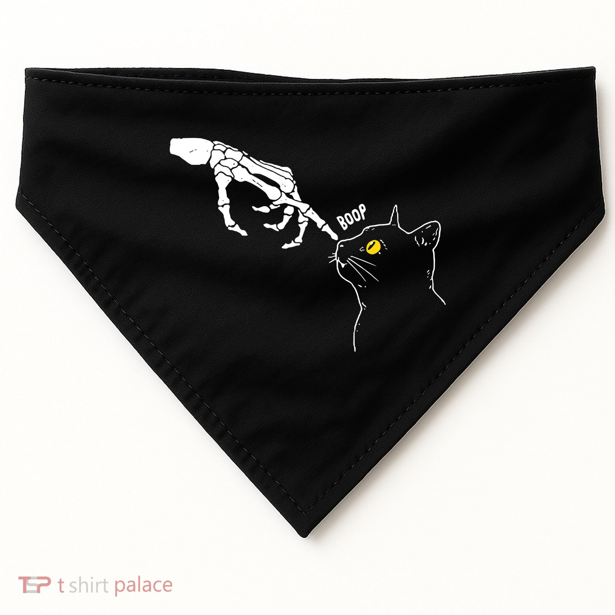 Halloween Cat Black Lover Skeleton Hand Boop USA-Made Doggie Bandana