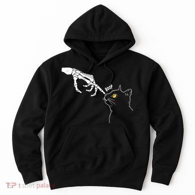 Halloween Cat Black Lover Skeleton Hand Boop Hoodie