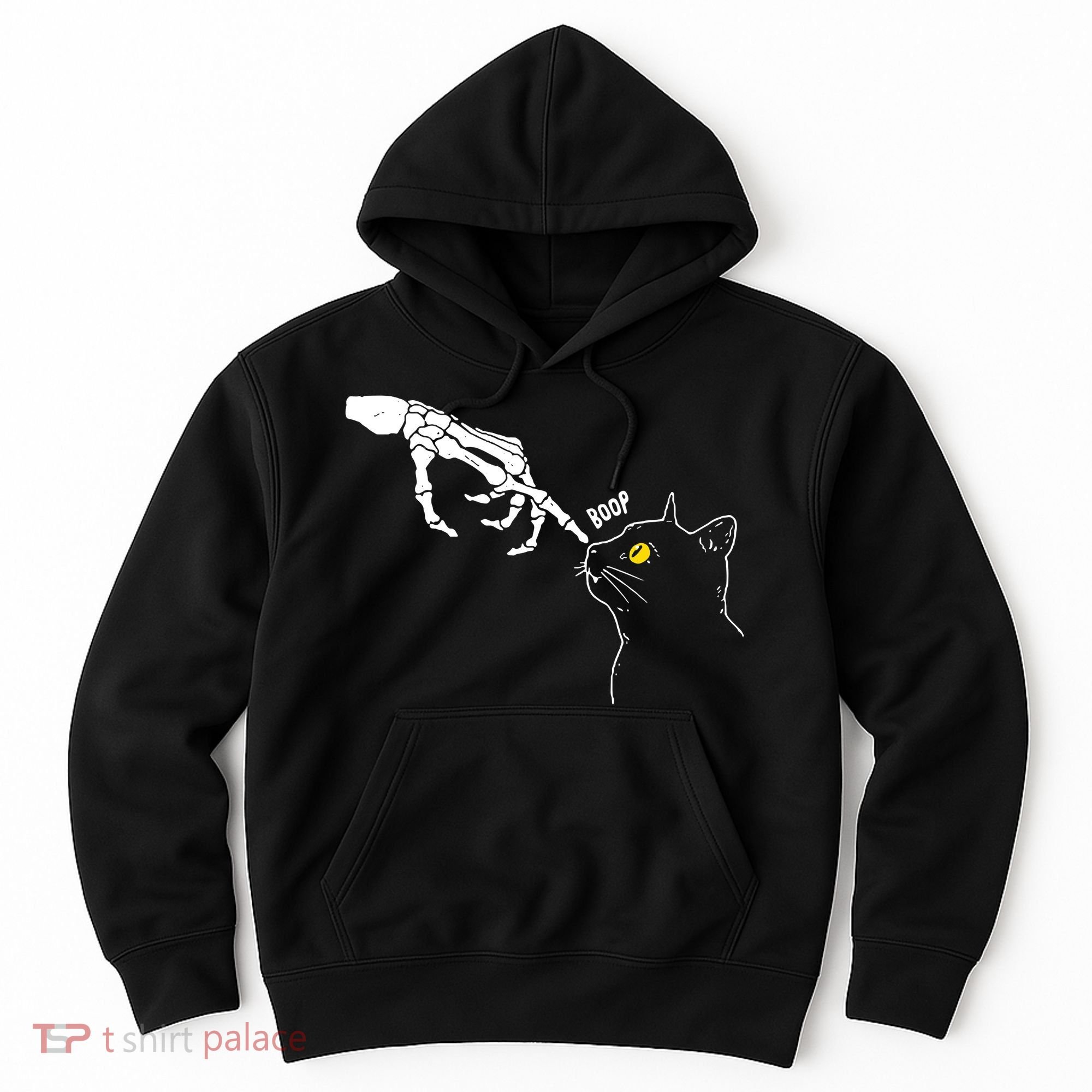 Halloween Cat Black Lover Skeleton Hand Boop Hoodie