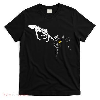 Halloween Cat Black Lover Skeleton Hand Boop T-Shirt