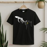 Halloween Cat Black Lover Skeleton Hand Boop T-Shirt thumb 2