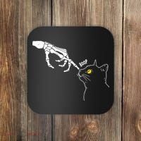 Halloween Cat Black Lover Skeleton Hand Boop Coaster thumb 0