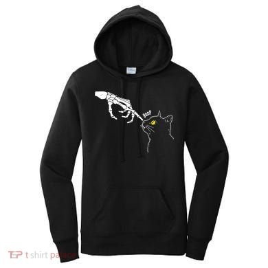 Halloween Cat Black Lover Skeleton Hand Boop Women's Hoodie