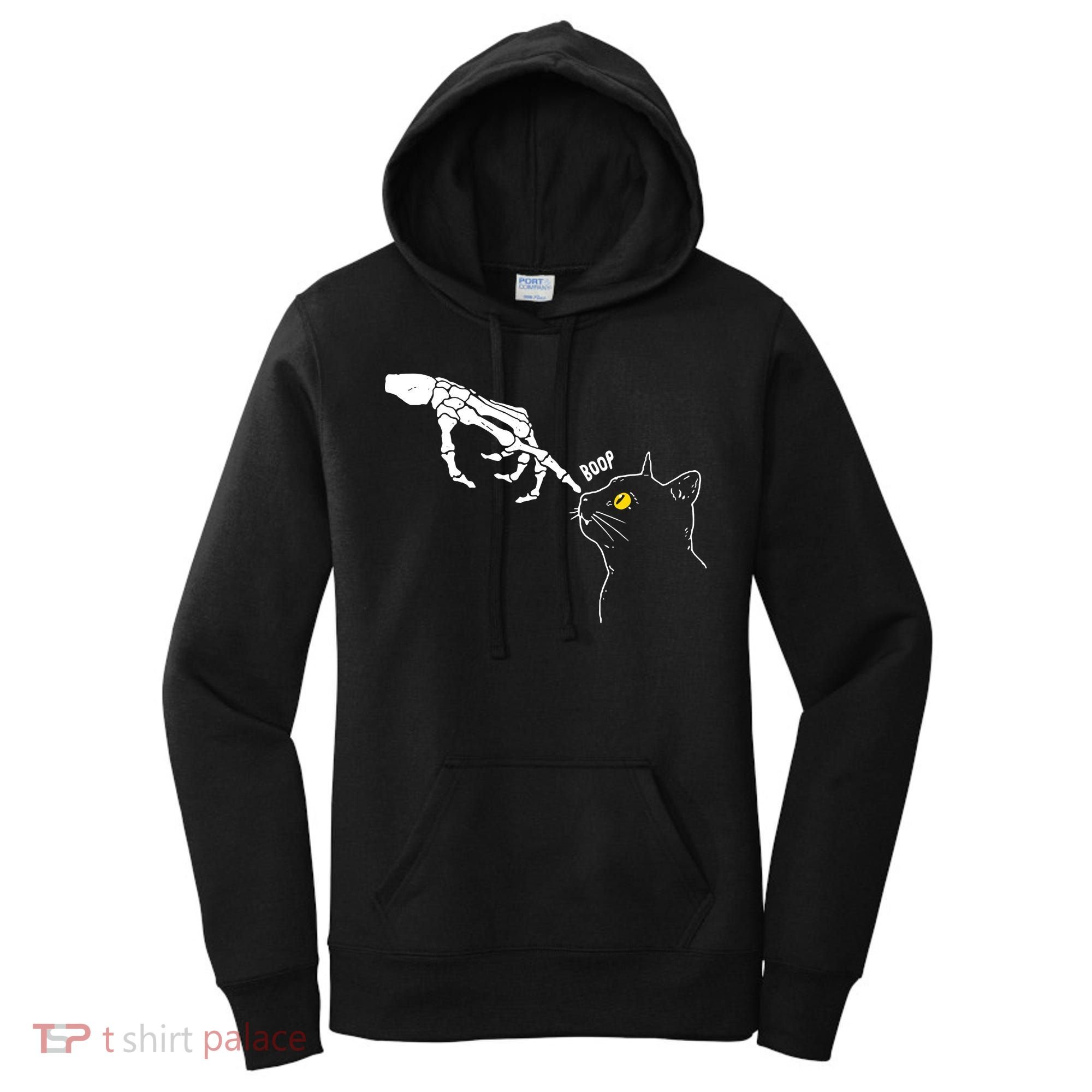 Halloween Cat Black Lover Skeleton Hand Boop Women's Hoodie