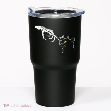 Halloween Cat Black Lover Skeleton Hand Boop Tumbler