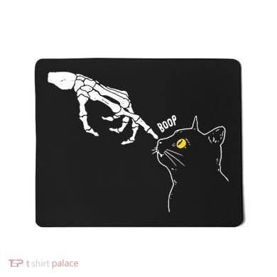 Halloween Cat Black Lover Skeleton Hand Boop Mousepad