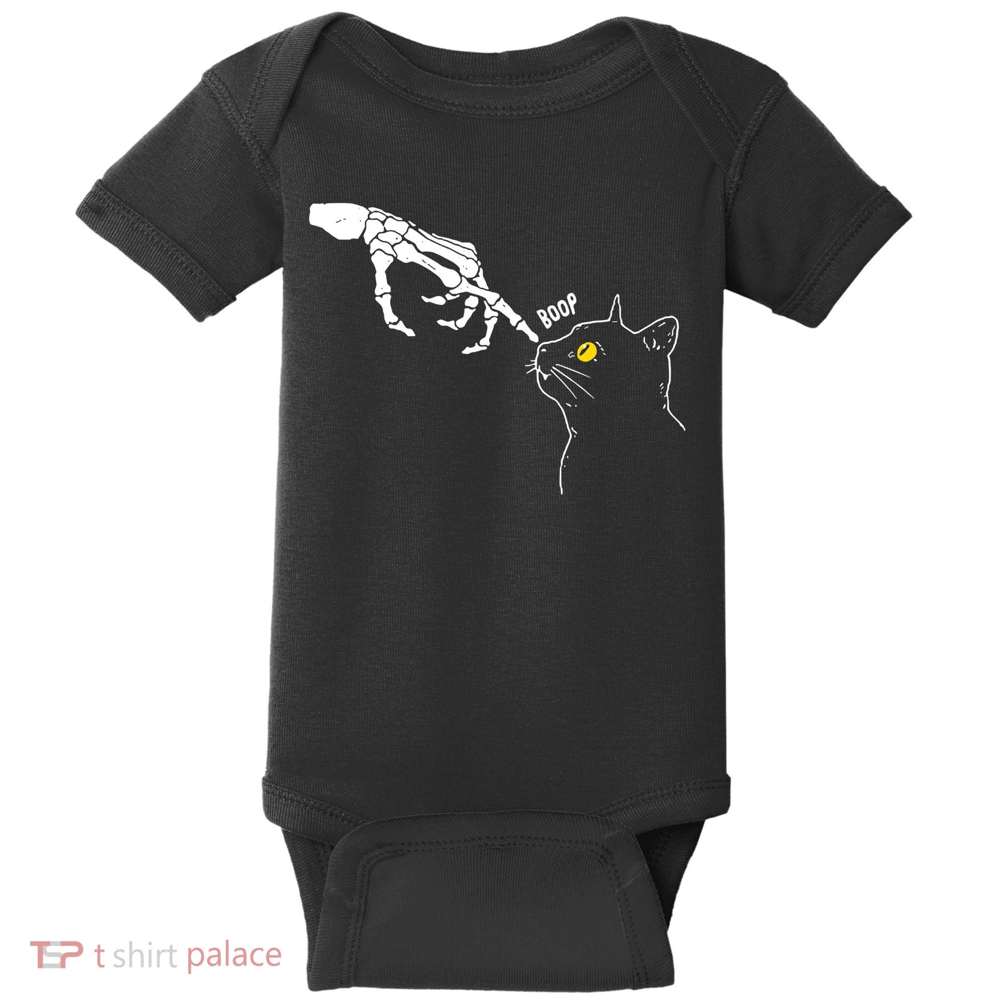 Halloween Cat Black Lover Skeleton Hand Boop Baby Bodysuit