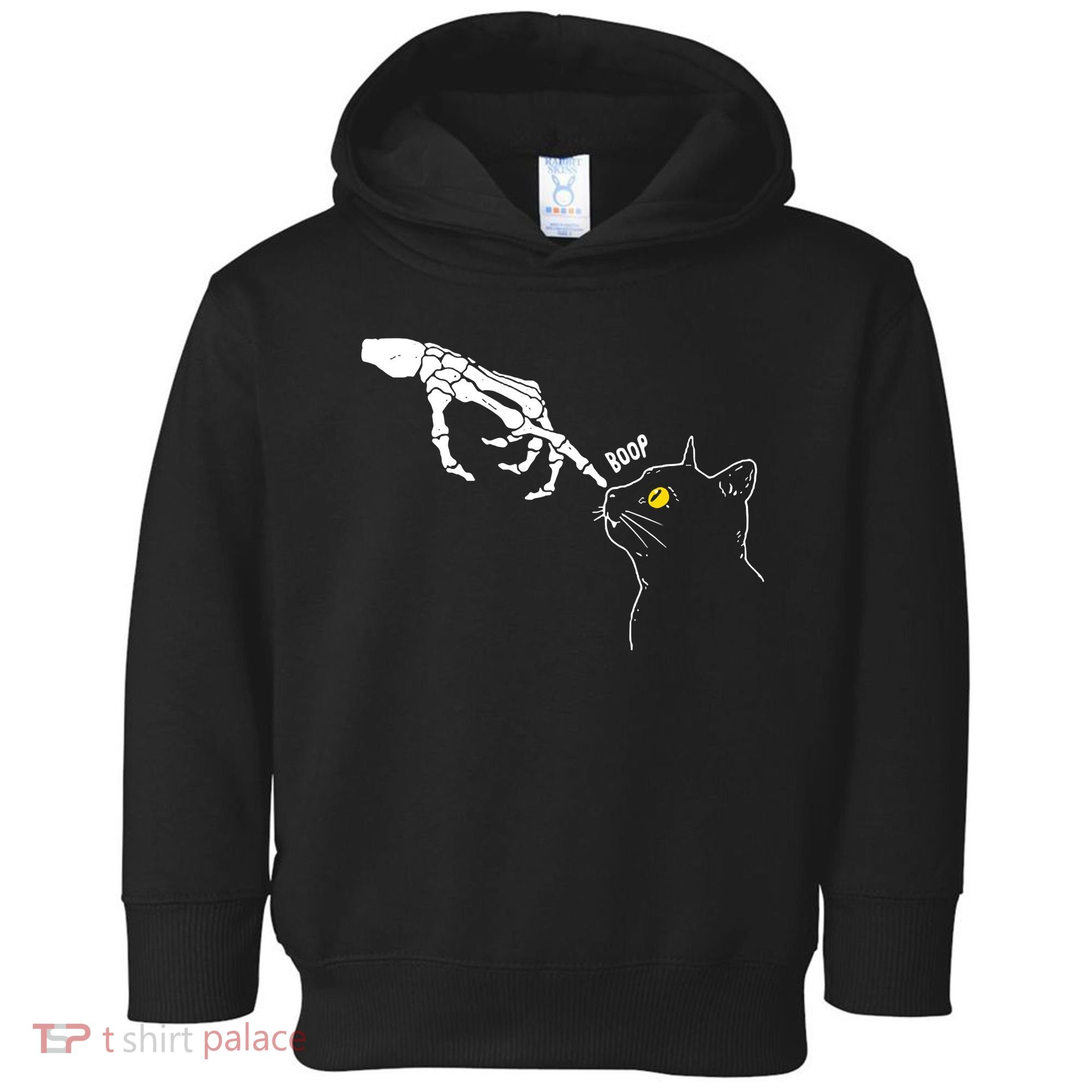 Halloween Cat Black Lover Skeleton Hand Boop Toddler Hoodie