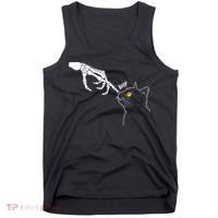 Halloween Cat Black Lover Skeleton Hand Boop Tank Top thumb 0