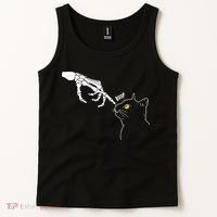 Halloween Cat Black Lover Skeleton Hand Boop Tank Top thumb 2