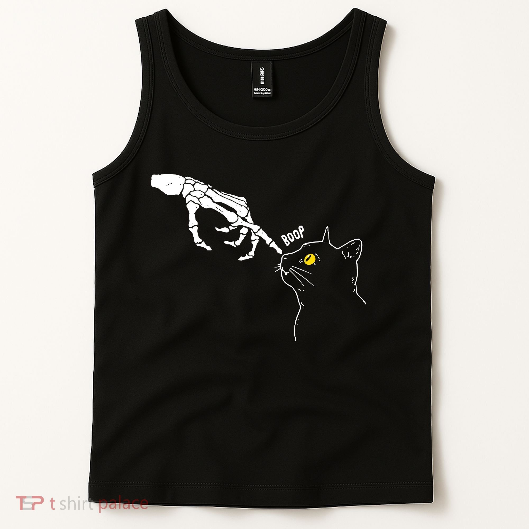 Halloween Cat Black Lover Skeleton Hand Boop Tank Top