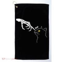 Halloween Cat Black Lover Skeleton Hand Boop Golf Towel thumb 0