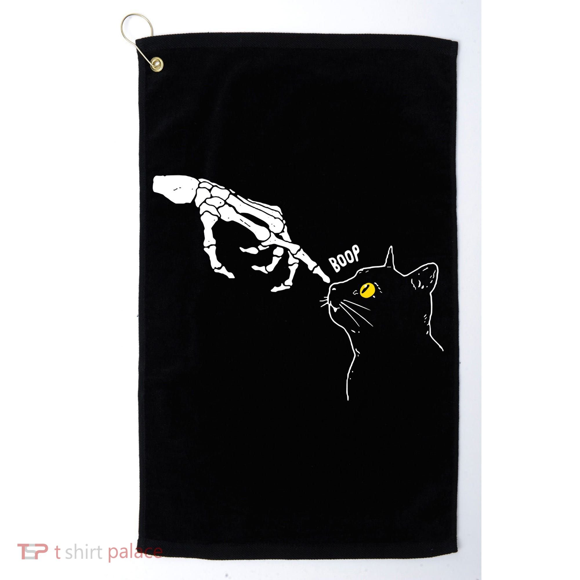 Halloween Cat Black Lover Skeleton Hand Boop Golf Towel