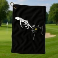 Halloween Cat Black Lover Skeleton Hand Boop Golf Towel thumb 1