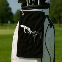 Halloween Cat Black Lover Skeleton Hand Boop Golf Towel thumb 2