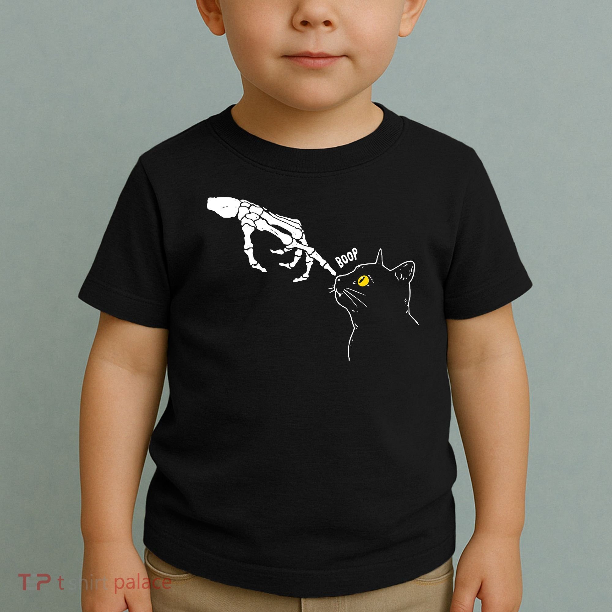 Halloween Cat Black Lover Skeleton Hand Boop Toddler T-Shirt