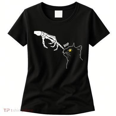Halloween Cat Black Lover Skeleton Hand Boop Women's T-Shirt