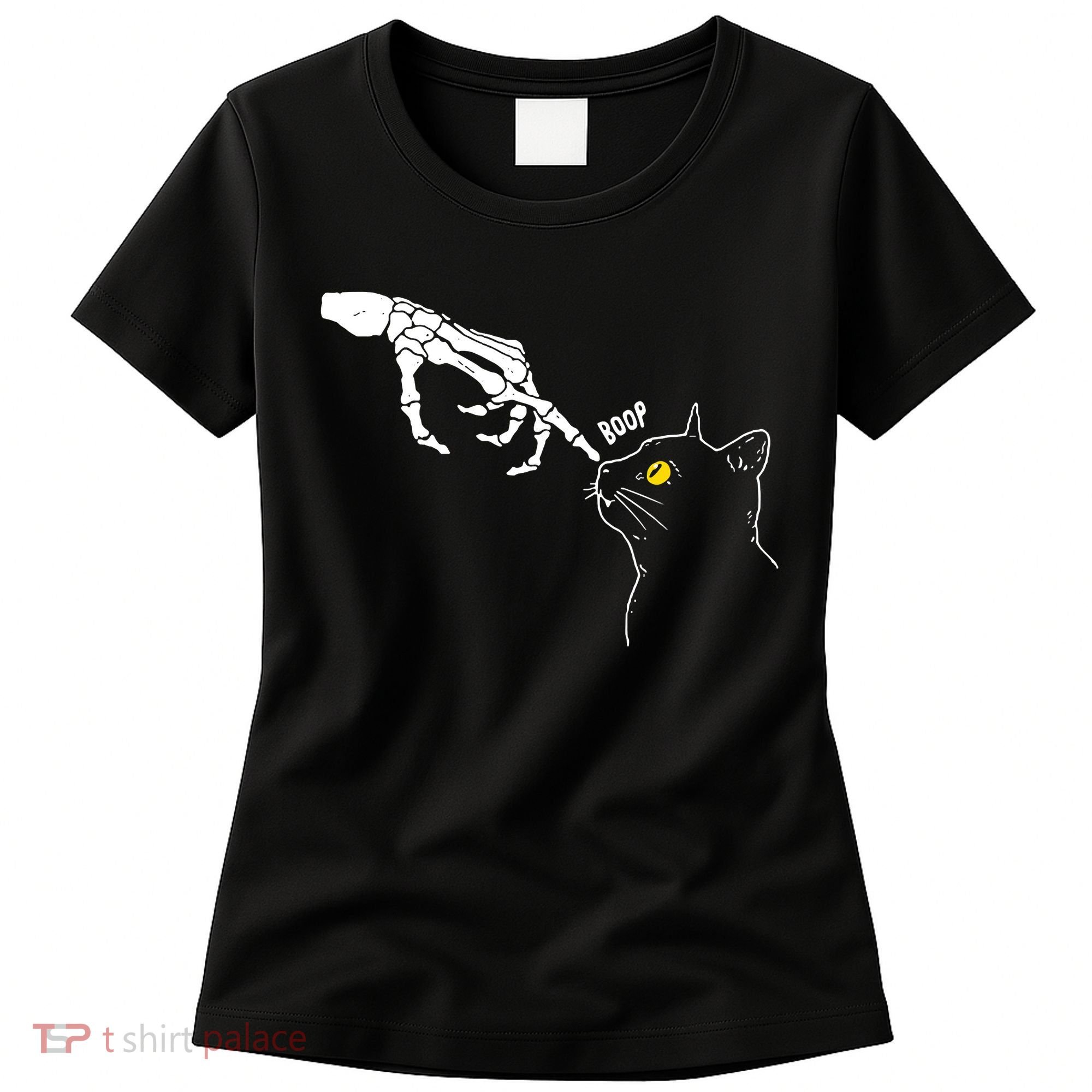 Halloween Cat Black Lover Skeleton Hand Boop Women's T-Shirt