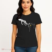 Halloween Cat Black Lover Skeleton Hand Boop Women's T-Shirt thumb 4