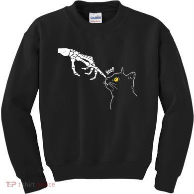 Halloween Cat Black Lover Skeleton Hand Boop Kids Sweatshirt