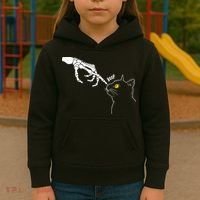 Halloween Cat Black Lover Skeleton Hand Boop Kids Hoodie thumb 3