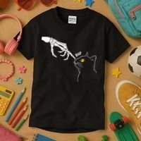 Halloween Cat Black Lover Skeleton Hand Boop Kids T-Shirt thumb 3