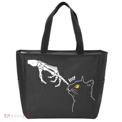 Halloween Cat Black Lover Skeleton Hand Boop Tote Bag
