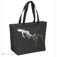 Halloween Cat Black Lover Skeleton Hand Boop Tote Bag thumb 2