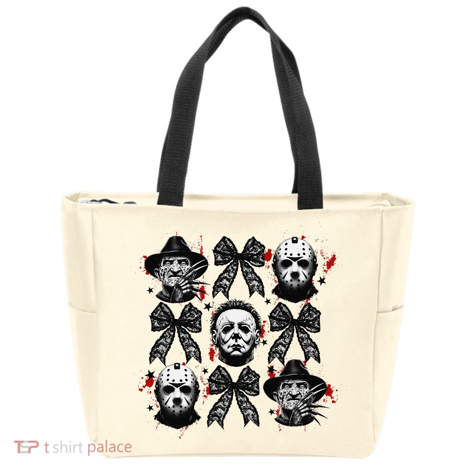 Halloween Coquette Bow Horror Characters Bow Spooky Season Tote Bag