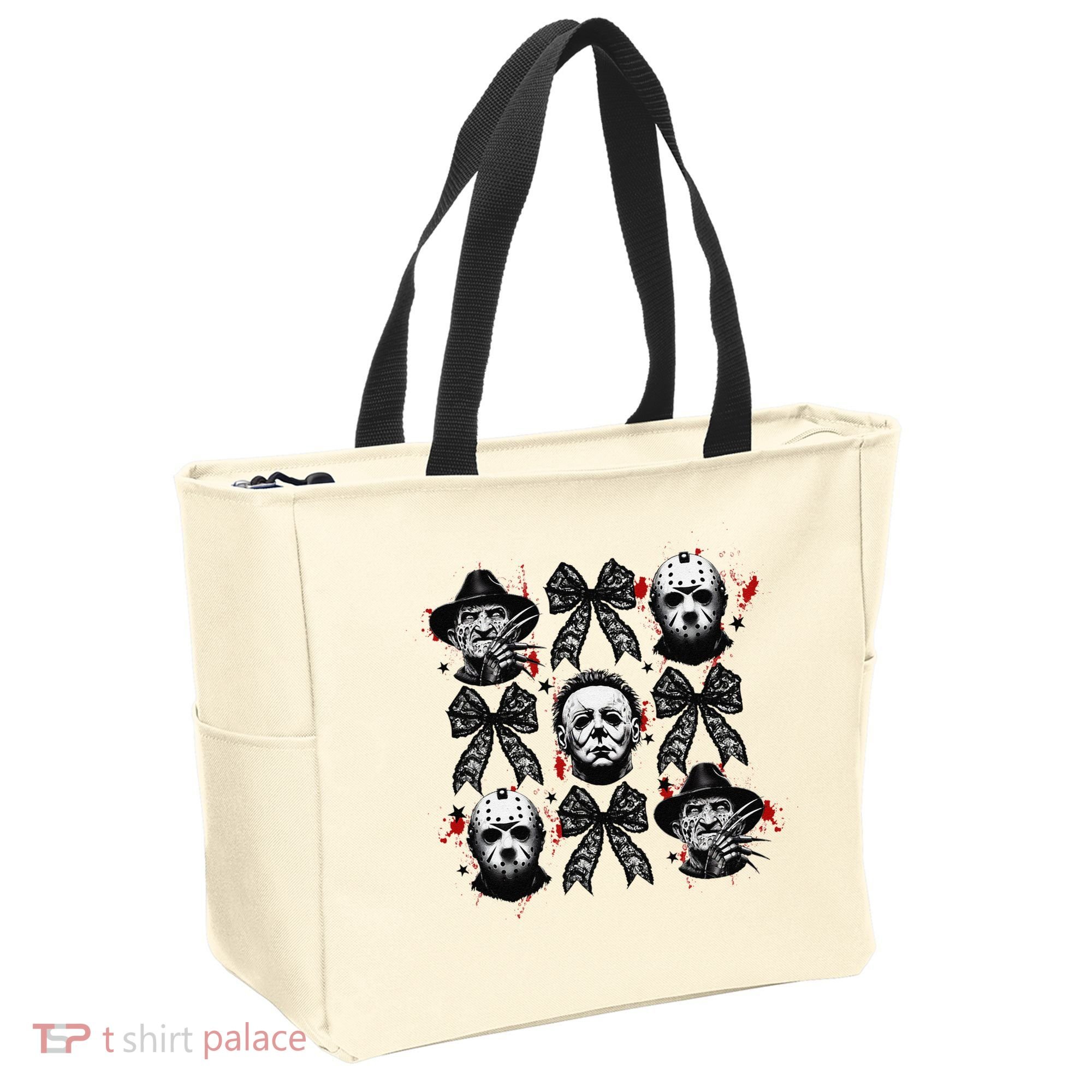 Halloween Coquette Bow Horror Characters Bow Spooky Season Tote Bag