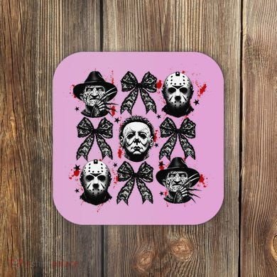 Halloween Coquette Bow Horror Characters Bow Spooky Season Coaster