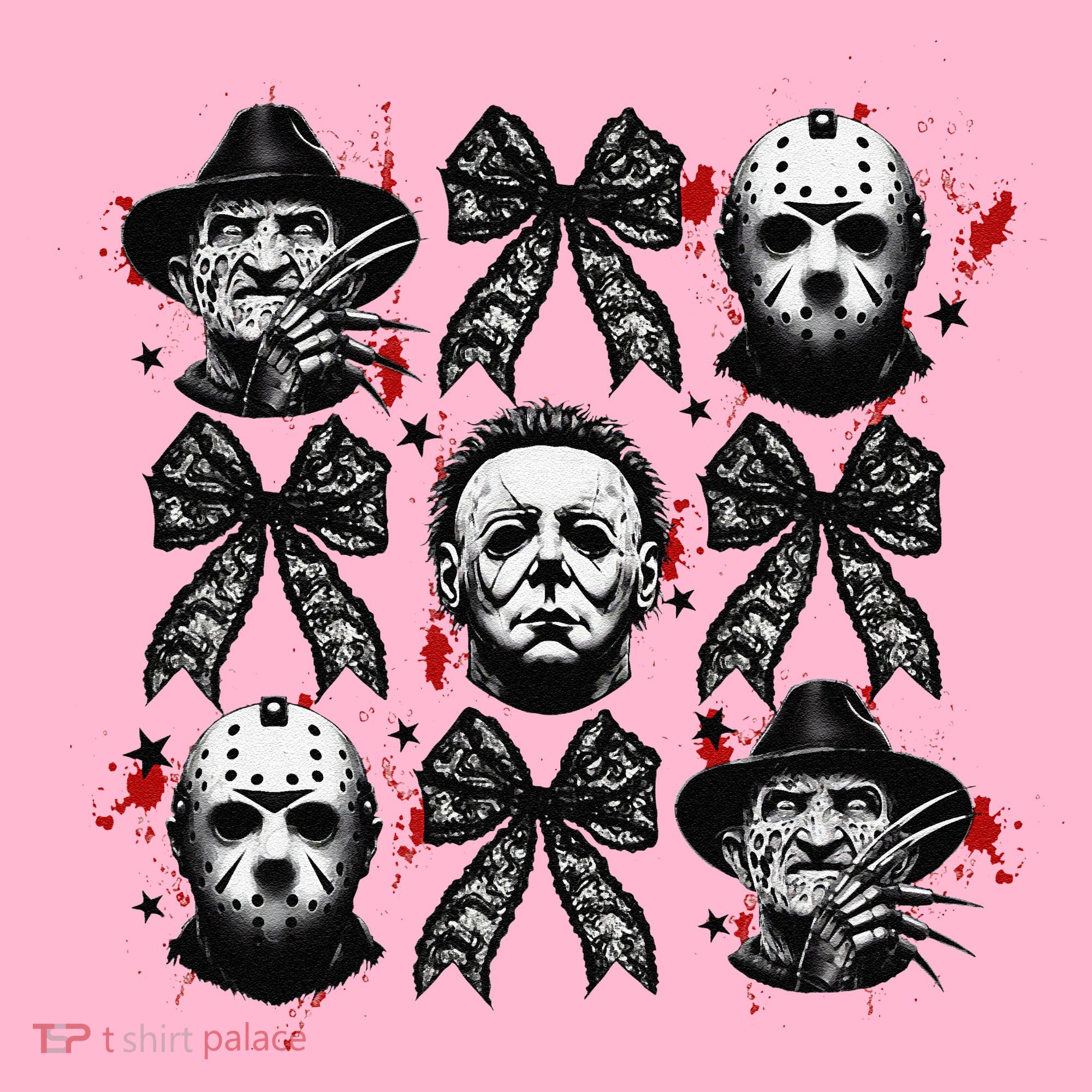 Halloween Coquette Bow Horror Characters Bow Spooky Season Coaster