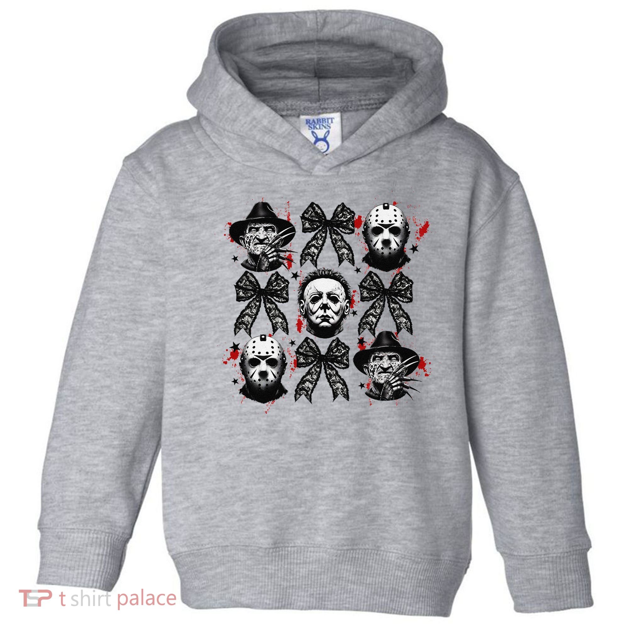 Halloween Coquette Bow Horror Characters Bow Spooky Season Toddler Hoodie