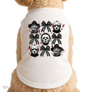 Halloween Coquette Bow Horror Characters Bow Spooky Season Doggie Tank