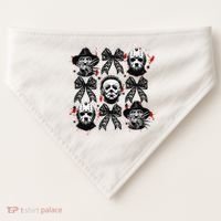 Halloween Coquette Bow Horror Characters Bow Spooky Season USA-Made Doggie Bandana thumb 0
