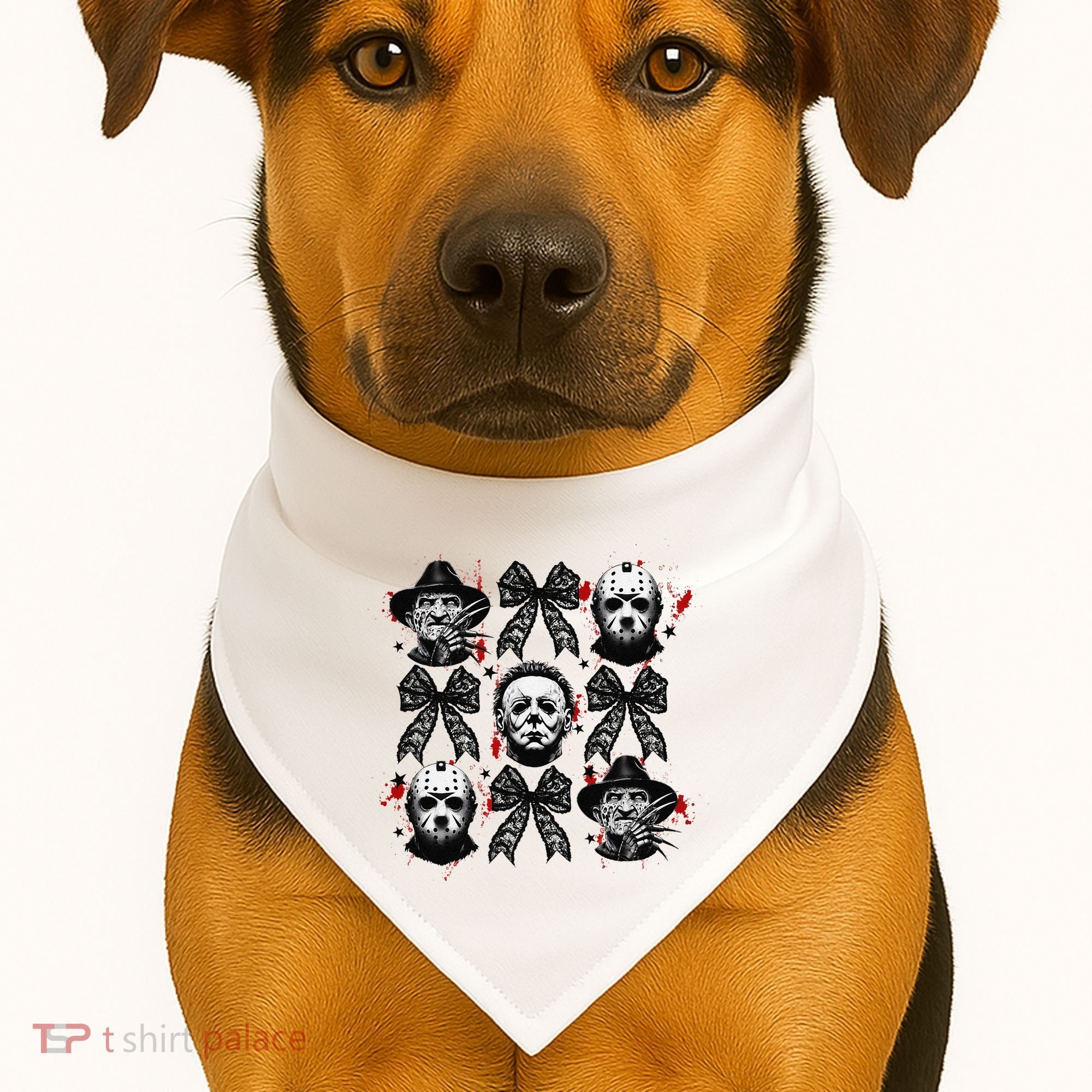 Halloween Coquette Bow Horror Characters Bow Spooky Season USA-Made Doggie Bandana