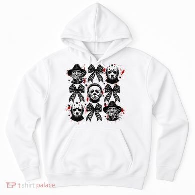 Halloween Coquette Bow Horror Characters Bow Spooky Season Hoodie