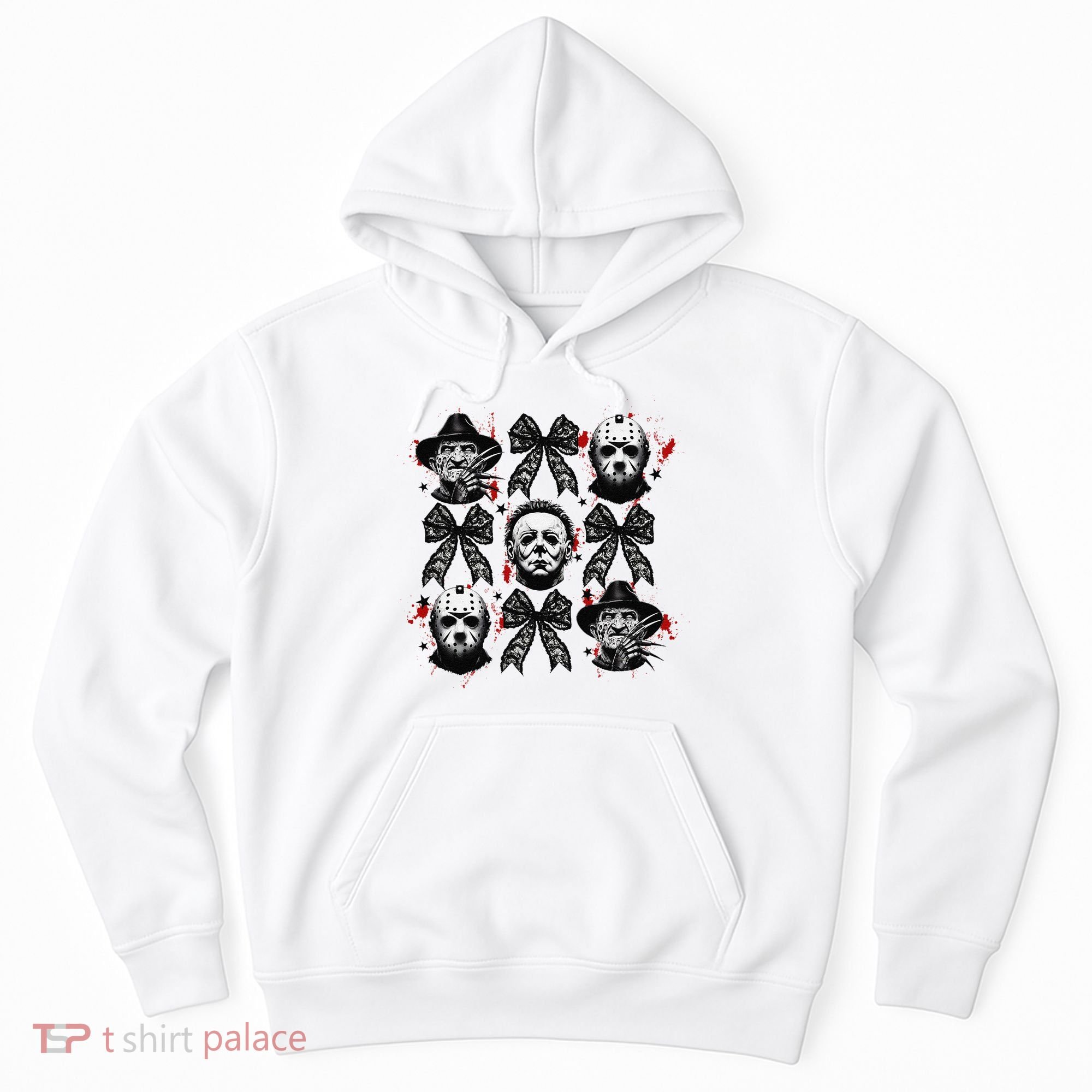 Halloween Coquette Bow Horror Characters Bow Spooky Season Hoodie