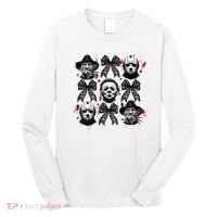 Halloween Coquette Bow Horror Characters Bow Spooky Season Long Sleeve Shirt thumb 0