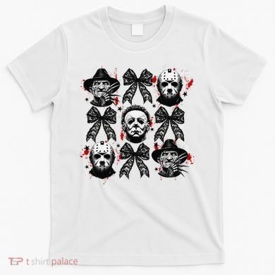 Halloween Coquette Bow Horror Characters Bow Spooky Season T-Shirt
