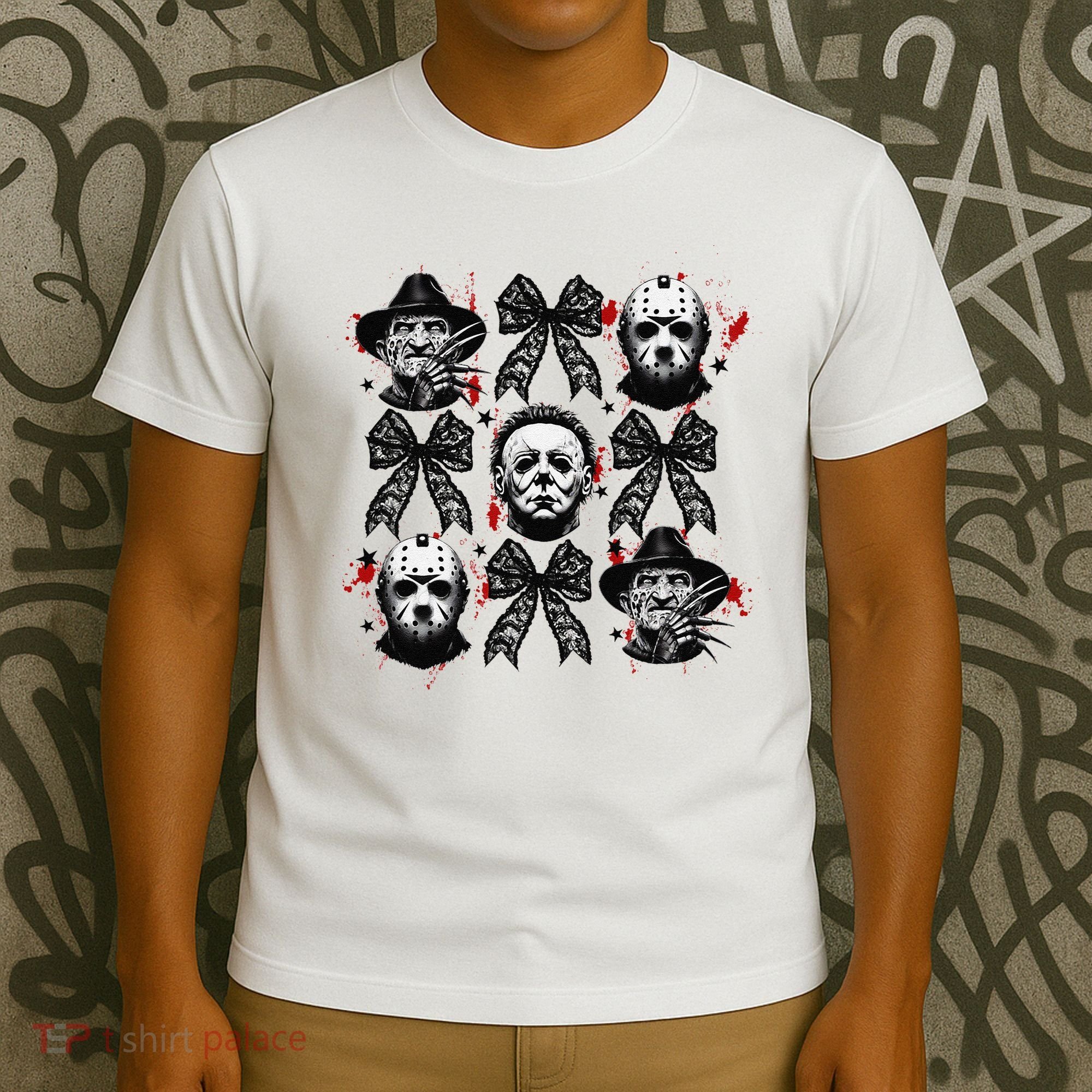 Halloween Coquette Bow Horror Characters Bow Spooky Season T-Shirt
