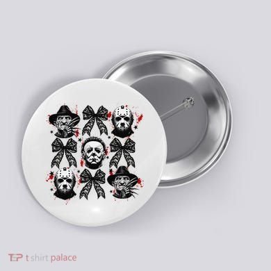 Halloween Coquette Bow Horror Characters Bow Spooky Season Button