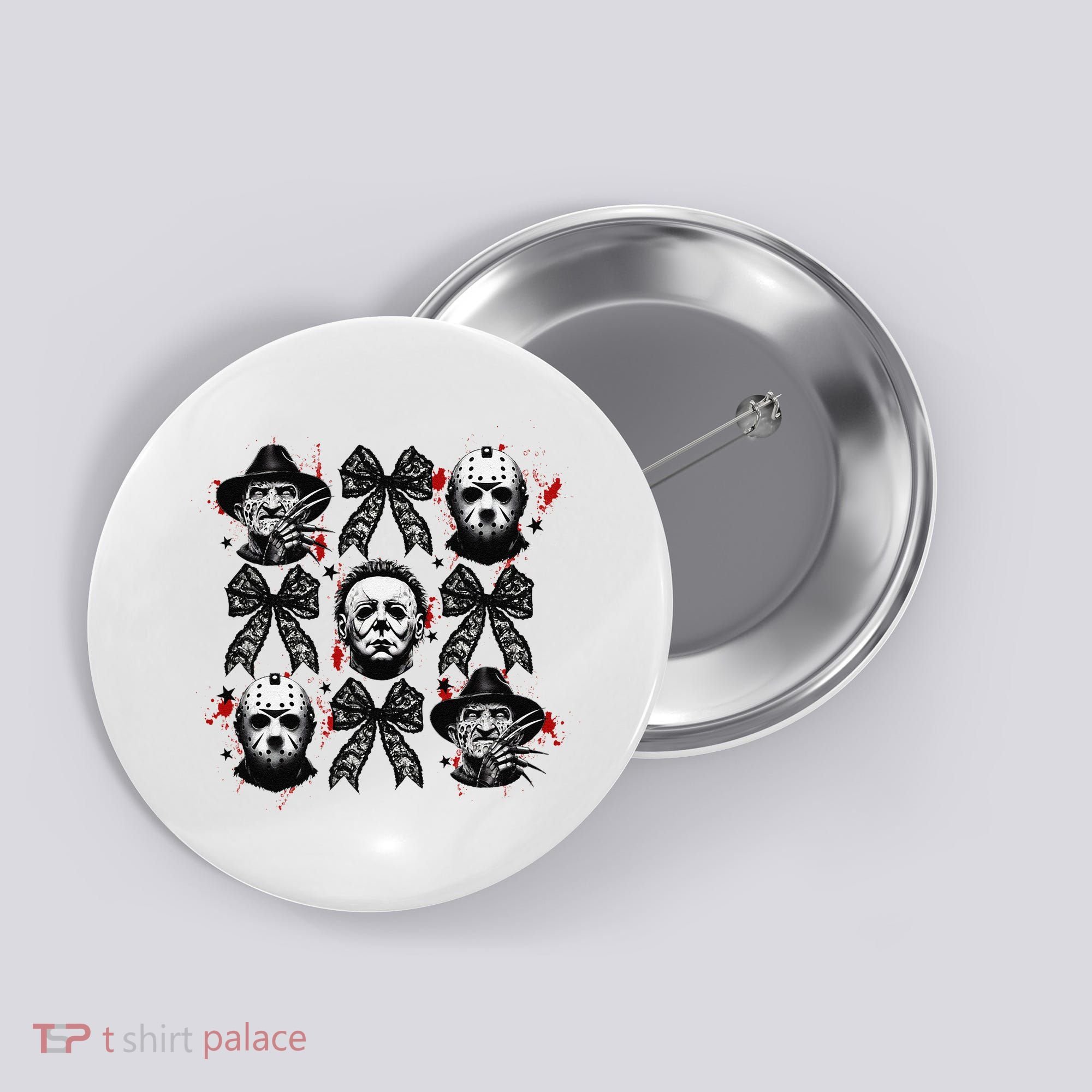 Halloween Coquette Bow Horror Characters Bow Spooky Season Button