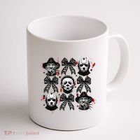 Halloween Coquette Bow Horror Characters Bow Spooky Season Coffee Mug thumb 1