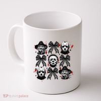 Halloween Coquette Bow Horror Characters Bow Spooky Season Coffee Mug thumb 0
