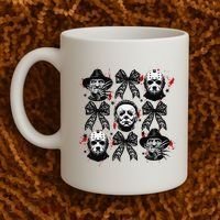 Halloween Coquette Bow Horror Characters Bow Spooky Season Coffee Mug thumb 2