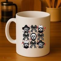 Halloween Coquette Bow Horror Characters Bow Spooky Season Coffee Mug thumb 4